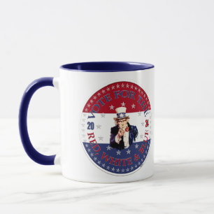 Taza Vota por el Tío Sam Rojo, Blanco y Azul en 2024