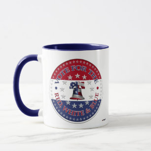 Taza Vota por la Campana de la Libertad Roja, Blanca y