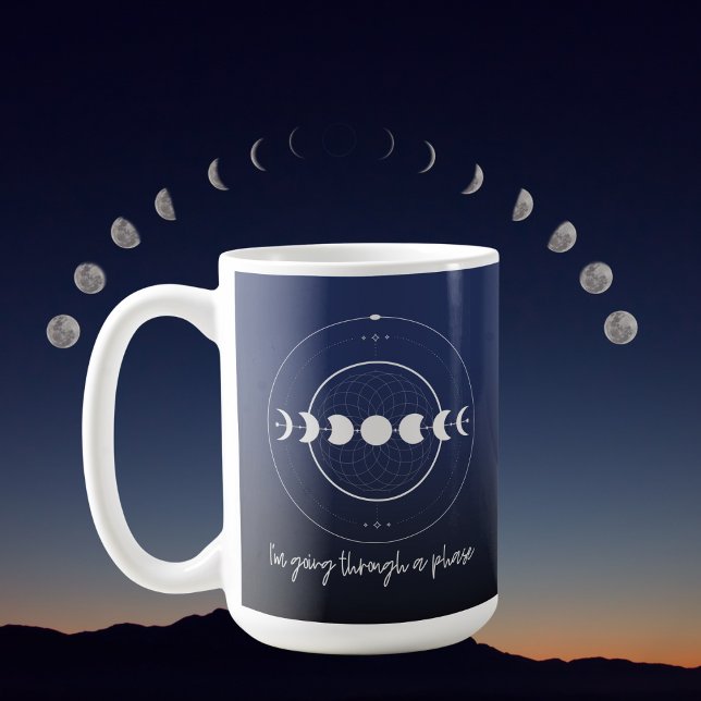 Taza Voy por una fase (luna) (Moon Phase Mug for the WItchy, Moon Magic, Boho, Free Spirit.)