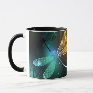 Taza Vuelo de libélula luminosa verde