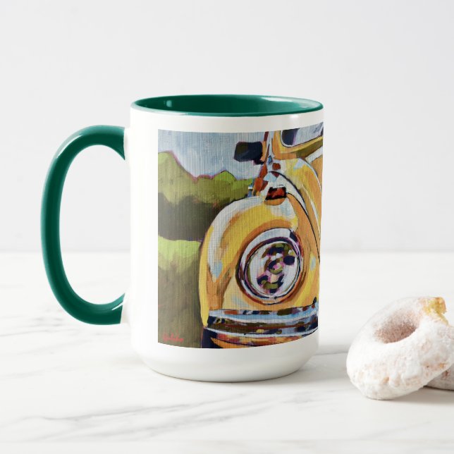 Taza VW Bug Painting - Gift for VW Bug Lovers (Con donut)
