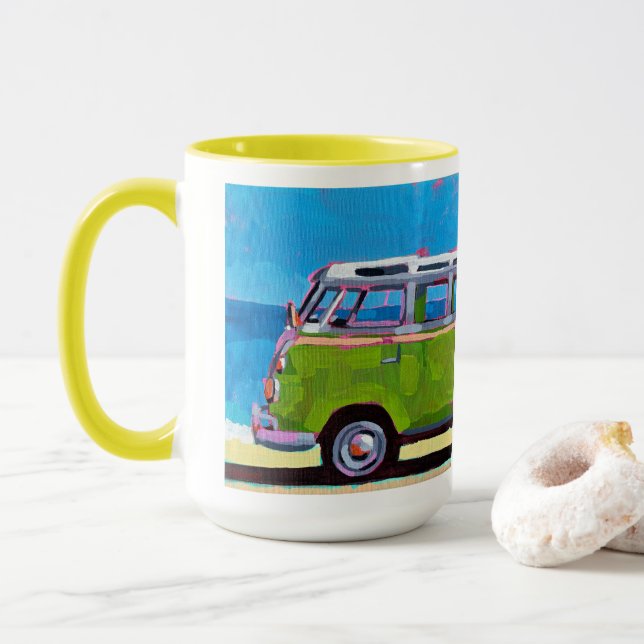 Taza VW Van Painting - Gift for VW Lovers (Con donut)