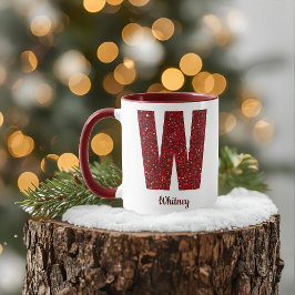 Taza W de monograma con brillo moderno y nombre