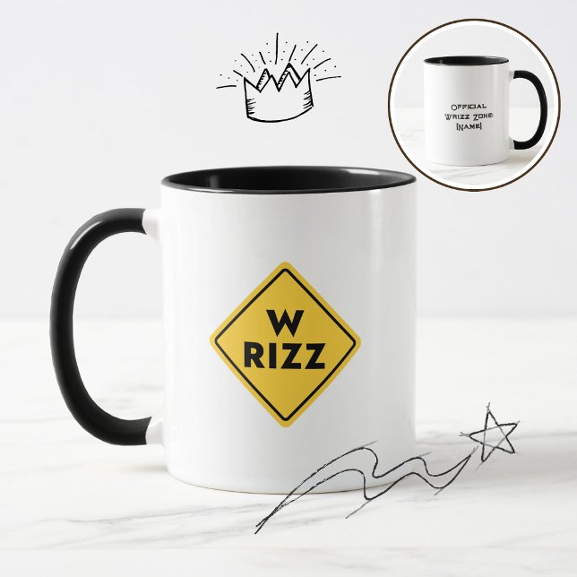Taza W rizz US warning sign Meme Funny Quote (Subido por el creador)