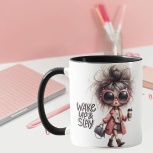 Taza "Wake Up & Slay" El caprichoso Chica Latte Boss Ca