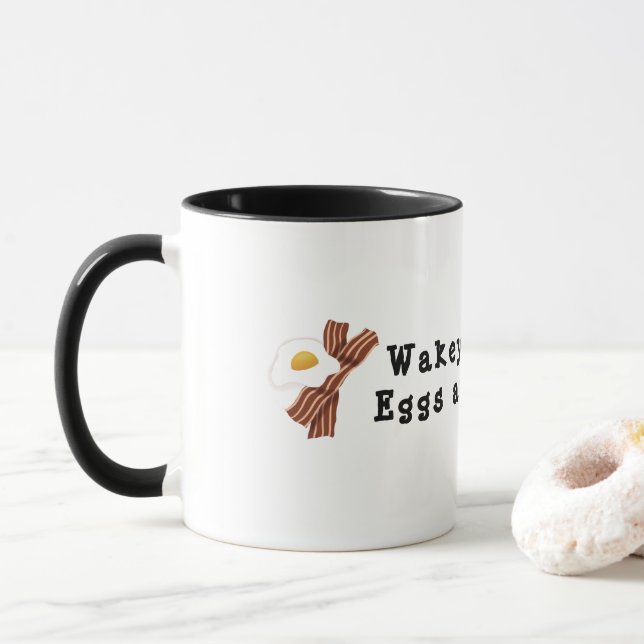 Taza Wakey Cute, Wakey, Huevos Y Café Bakey Mug (Con donut)