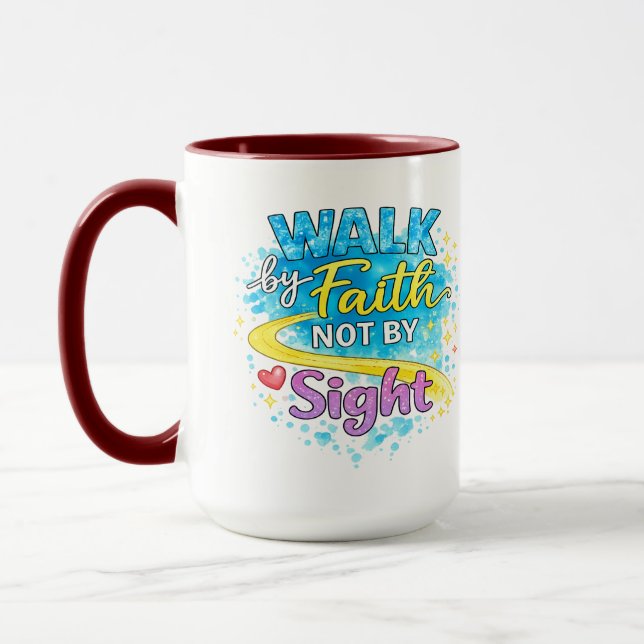 Taza Walk by Faith Not by Sight Inspirational Mug (Izquierda)