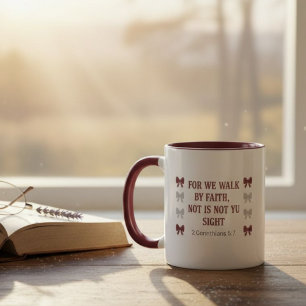 Taza Walk by Faith Not by Sight Religious Two-Tone Mug