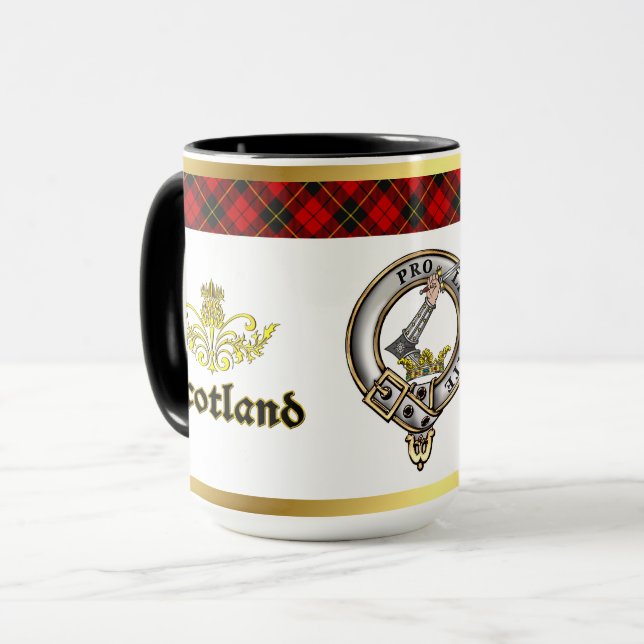 Taza Wallace Clan Badge Tartan w/Gold Rim (Anverso izquierdo)