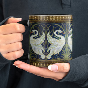Taza Walter Crane Dos Cisnes Decoración Art Nouveau Vin