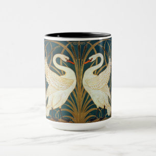 Taza Walter Crane Swan, Rush E Iris Art Nouveau