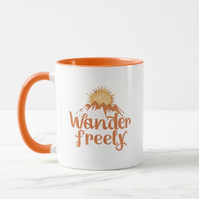 Taza Wander Freely Nature Travel Hiking Quote (Izquierda)