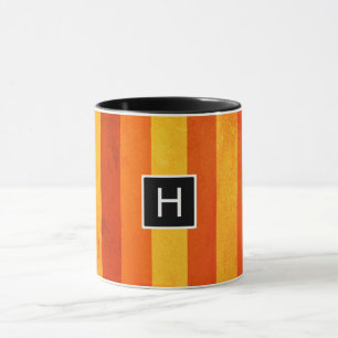 Taza Warm Weathered Naranja Tiras Rojas Monograma