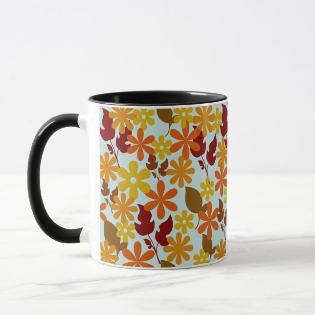 Taza Warm Winter Floral Pattern – Cozy Retro Flower  (Izquierda)
