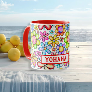 Taza Watercolor Allover Floral Collage personalizado Su