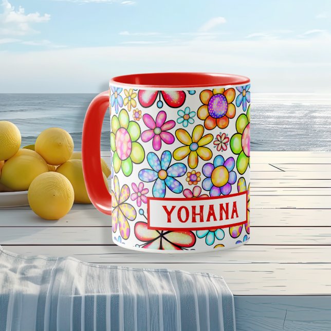 Taza Watercolor Allover Floral Collage personalizado Su (Watercolor Allover Floral Collage custom Summer Mug)