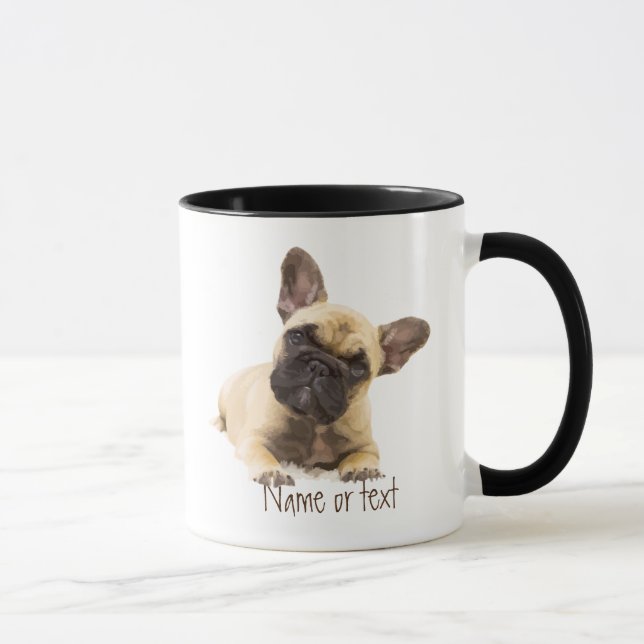 Taza Watercolor Bulldog francés Mascota Personalizado d (Derecha)