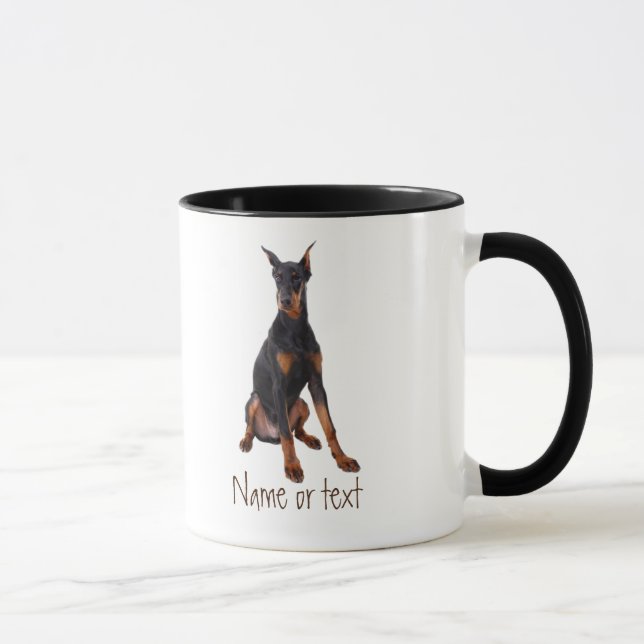Taza Watercolor Doberman Pinscher Mascota Personalizado (Derecha)