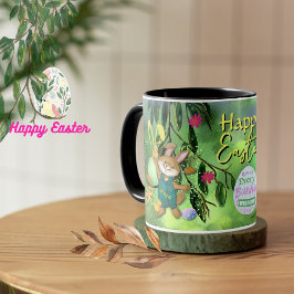 Taza Watercolor Easter Bunny Chicken Personalizado