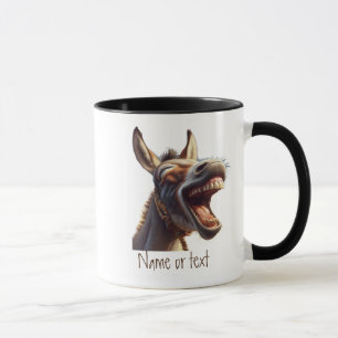 Taza Watercolor Fun Laughing Donkey Burro Personalizado