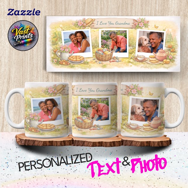 Taza Watercolor Garden Photo Collage Custom Text Photo (Watercolor Garden Photo Collage Custom Text Photo Mug)