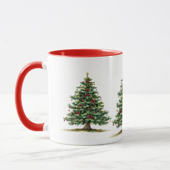 Taza Watercolor Hermoso árbol de Navidad (Izquierda)