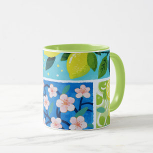Taza Watercolor of Lemon and Cherry Blossom