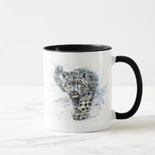 Taza Watercolor Snow Leopard Combo Mug