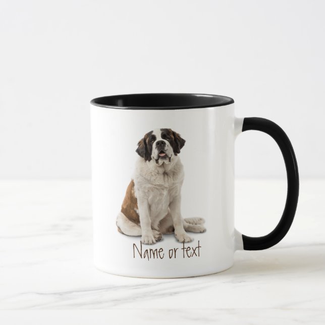 Taza Watercolor St. Bernard Mascota Dog Personalizado (Derecha)