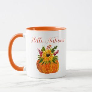 Taza Watercolor Sunflowers Cute Otoño Rustic Fall