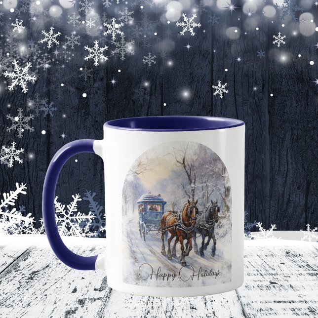 Taza Watercolor Victoria Scene Happy Holidays (Subido por el creador)