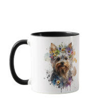 Watercolor Yorkie Yorkshire Terrier Mascota Dog Mu