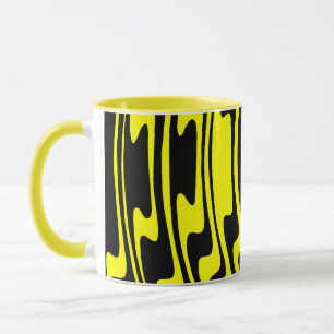 Taza Wavey Stripey - Negro y amarillo