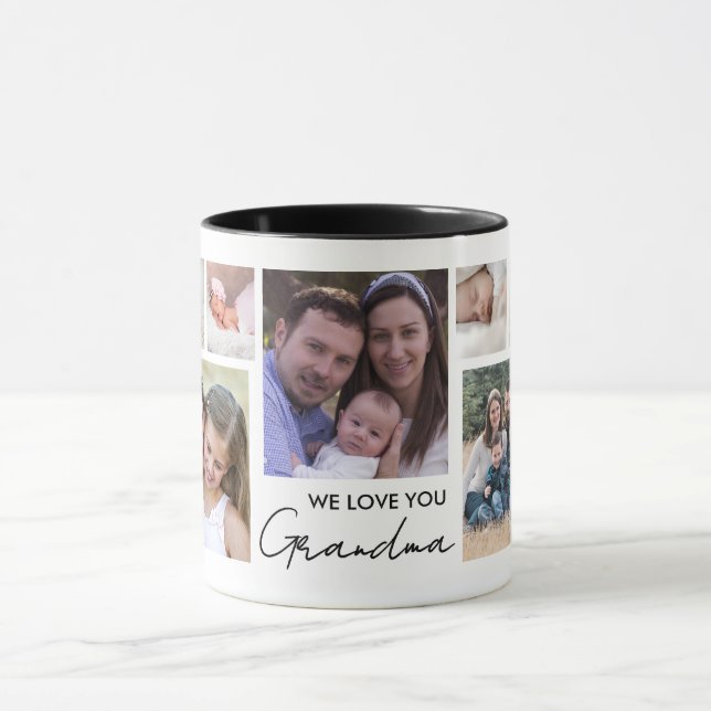 Taza We Love You Grandma 13 Photo Collage White (Centro)