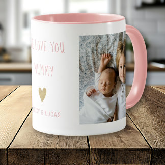 Taza We Love You Mummy 2 Photo  Personalised  Pink