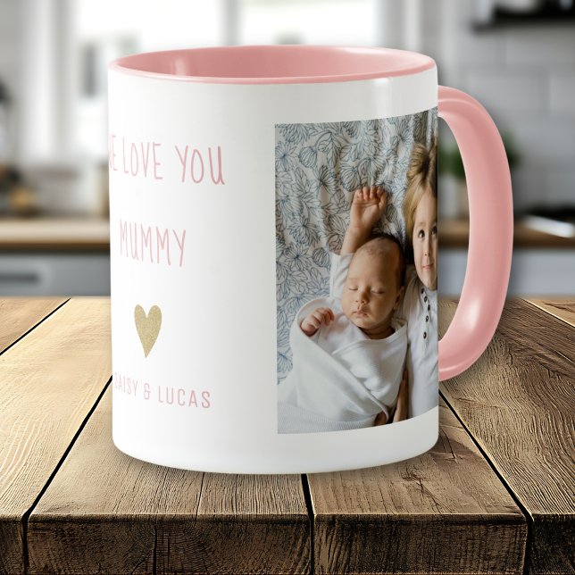 Taza We Love You Mummy 2 Photo  Personalised  Pink (Subido por el creador)