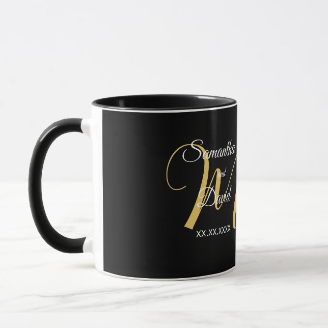 Taza Wedding Monogram Design with Names and Date (Izquierda)