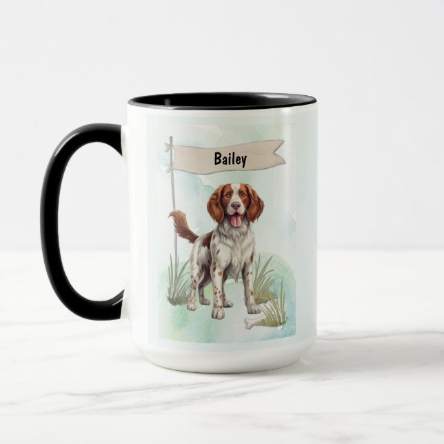 Taza Welsh Springer Spaniel Acuarela Perro Personalizad (Izquierda)