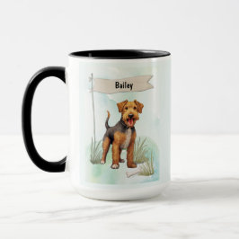 Taza Welsh Terrier Watercolor Personalized Dog