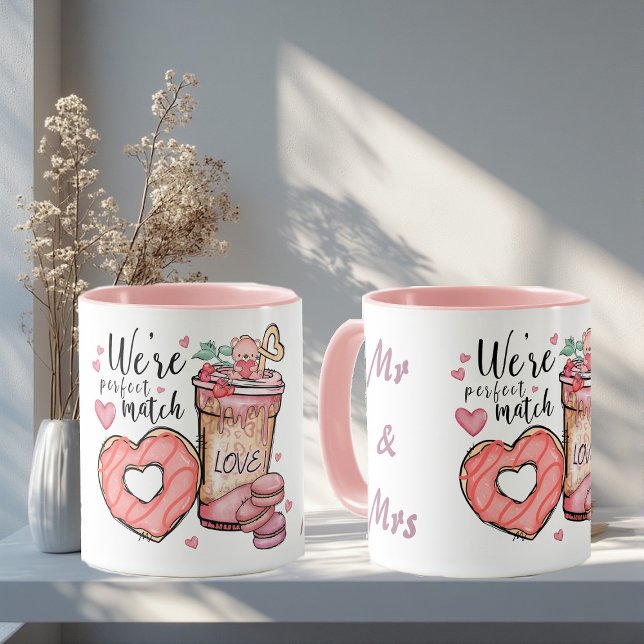 Taza We're Perfect Match Mr & Mrs Couple Romantic Funky (We're Perfect Match Mr & Mrs Couple Romantic Funky Mug)