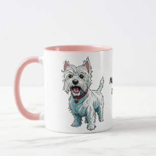 Taza West Highland Terrier, Westie. Editable