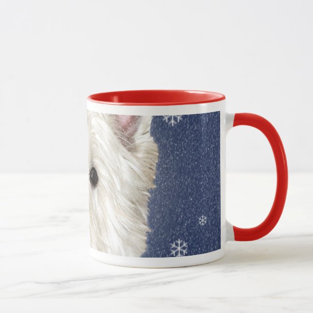 Taza Westie AZUL del NAVIDAD (Derecha)