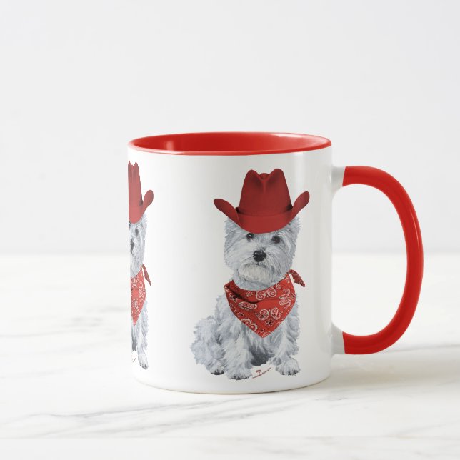 Taza Westie Cowboy en rojo (Derecha)