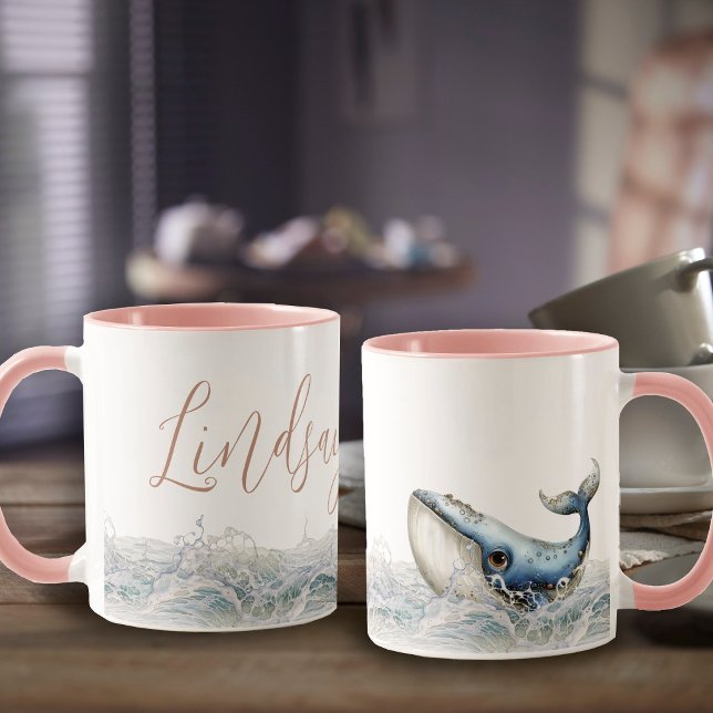 Taza Whale Minimalist Name Coffee Mug (Subido por el creador)