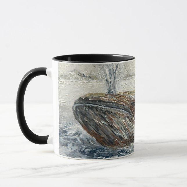 Taza Whale Riders Whimsical Whale and Penguin Ocean (Izquierda)