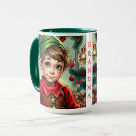 Taza Whimsical Cartoon Elf | Christmas Personalized