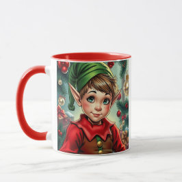 Taza Whimsical Cartoon Elf | Christmas Personalized