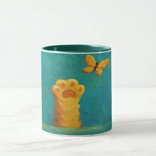 Taza Whimsical Cat Paw Mug - Estilo de textura artístic