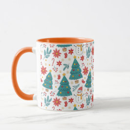 Taza Whimsical Christmas Tree and Snowman Holiday