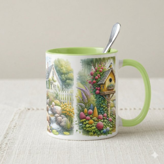 Taza Whimsical Cottage Garden Birdhouse Stream (Whimsical Cottage Garden Birdhouse Stream Mug
)